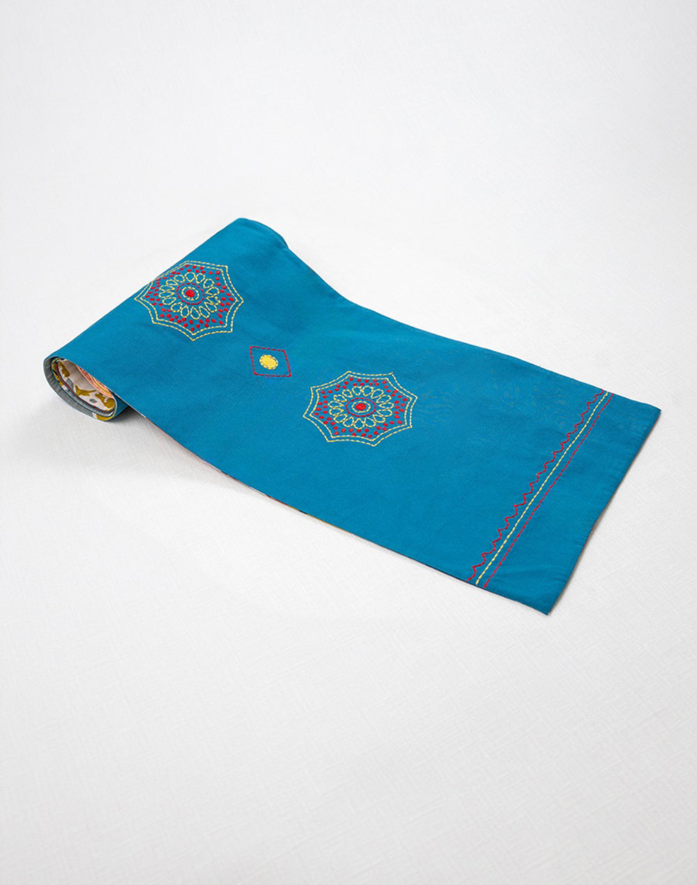 Blue Cotton Embroidered Center Table Runner