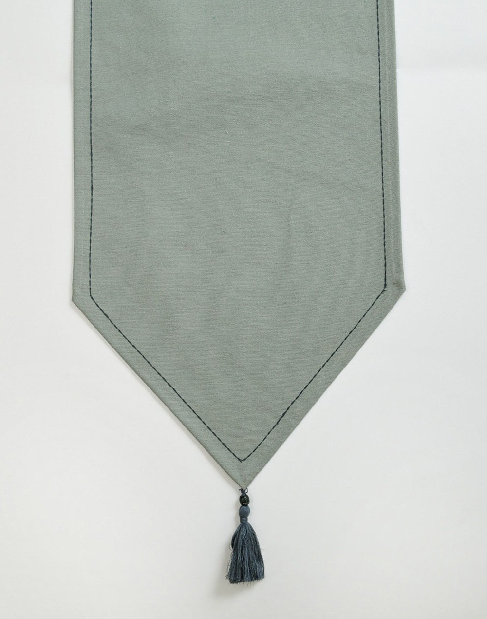 Modern Grey Cotton Table Runner With Tassel