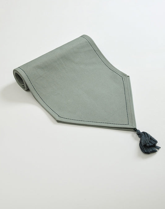 Modern Grey Cotton Table Runner With Tassel