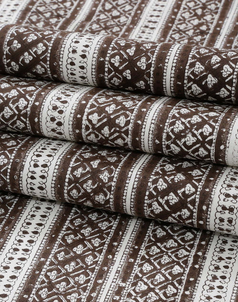 Brown Printed Cotton Table Runner