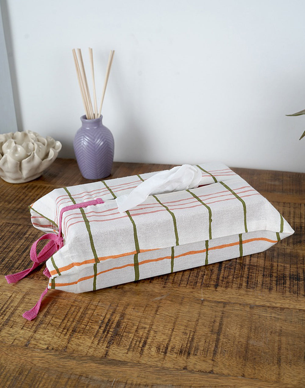 White tissue box cover