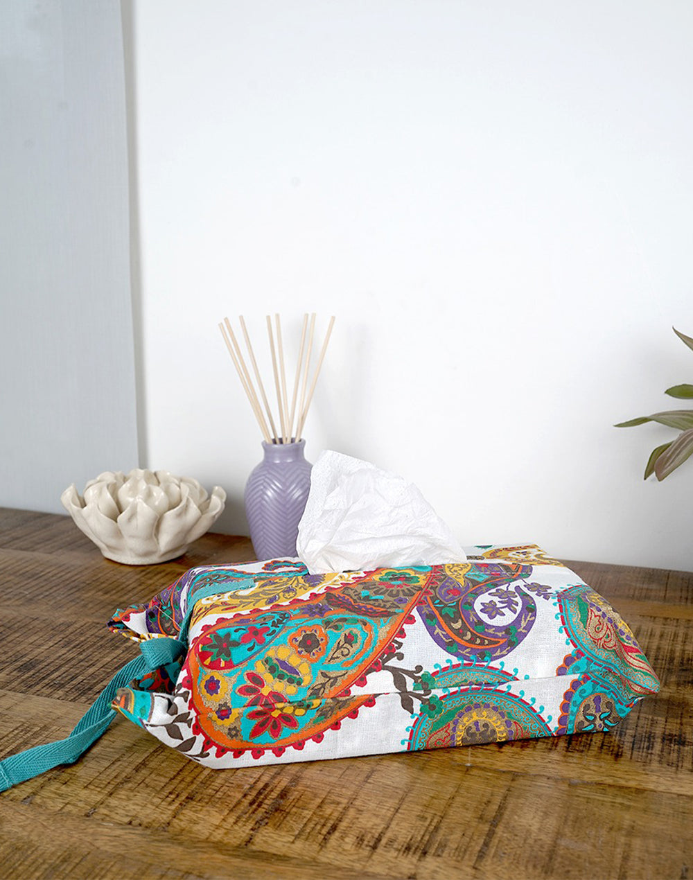 Multicolor Cotton tissue box cover