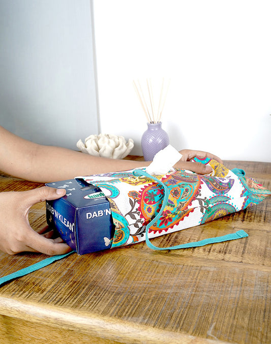 Multicolor Cotton tissue box cover