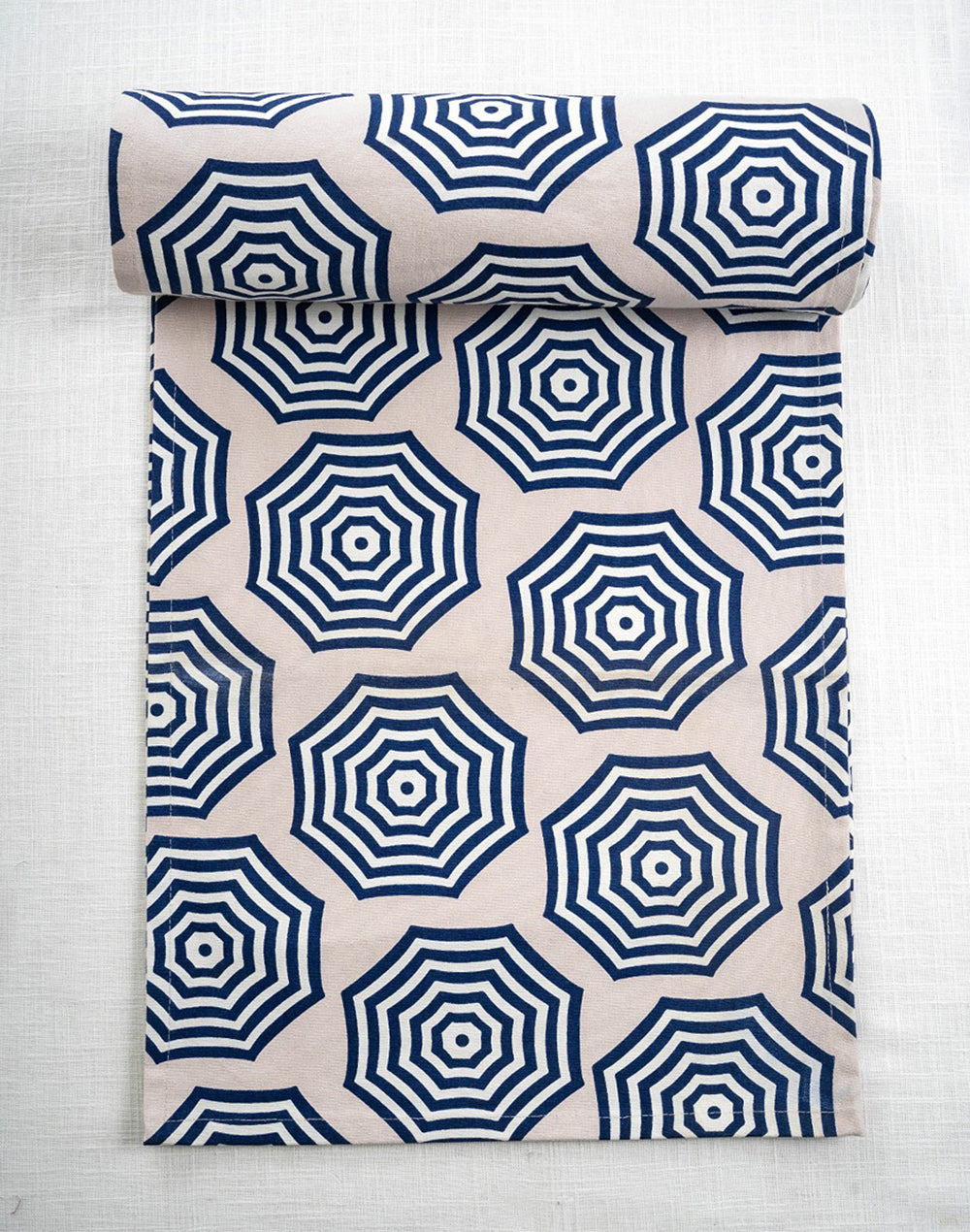 Blue Geometric Print Table Runner