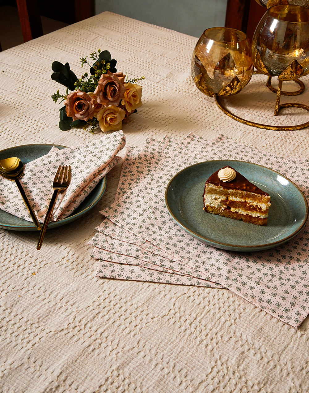 Set Of 6 - 12 " Voilet Floral Soft Cotton Napkin