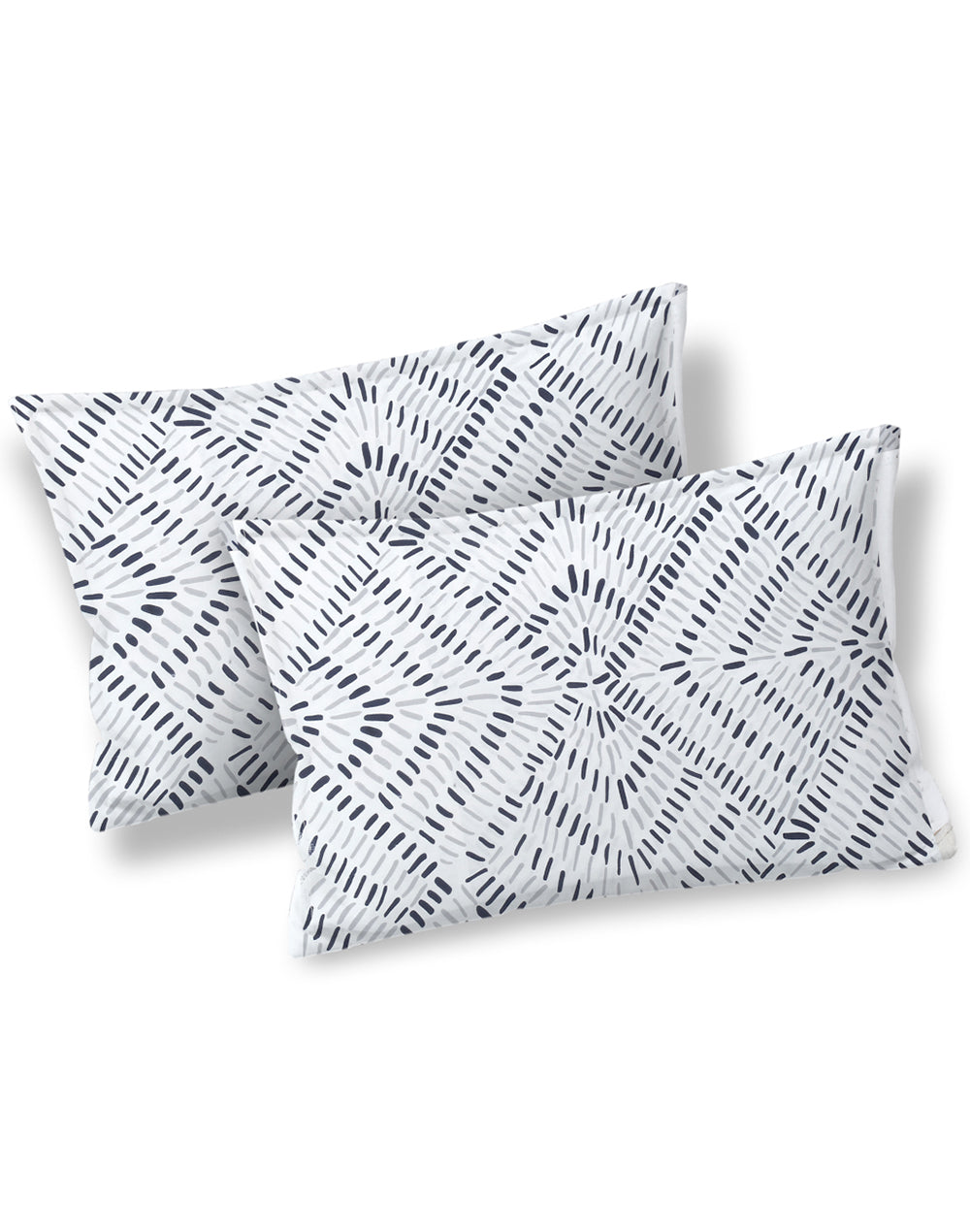 King Size - Grey Abstract Cotton Besheet Set With 2 Pillow Covers