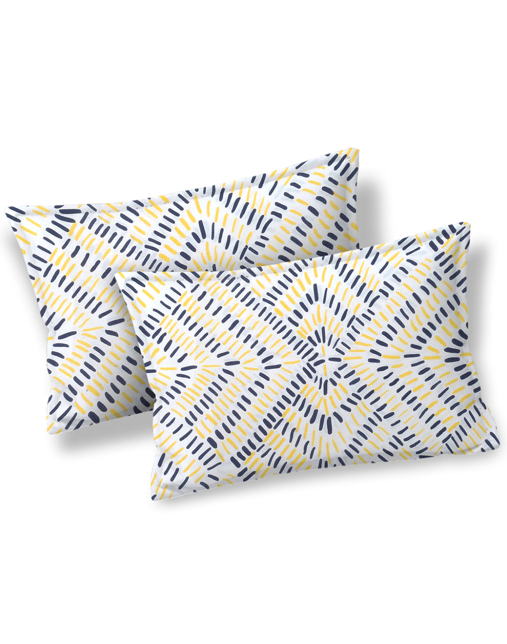 King Size - Yellow Abstract Cotton Besheet Set With 2 Pillow Covers