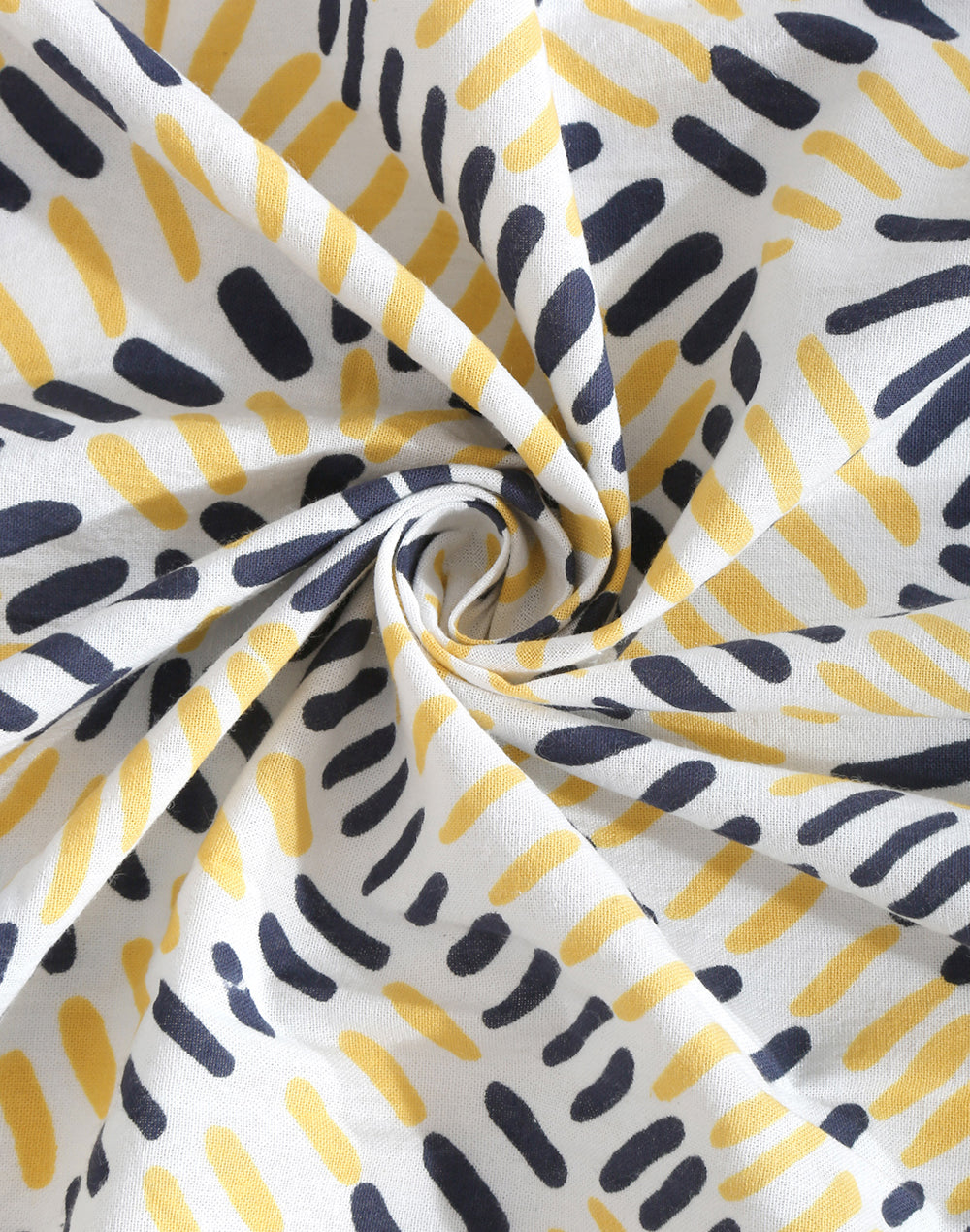 King Size - Yellow Abstract Cotton Besheet Set With 2 Pillow Covers