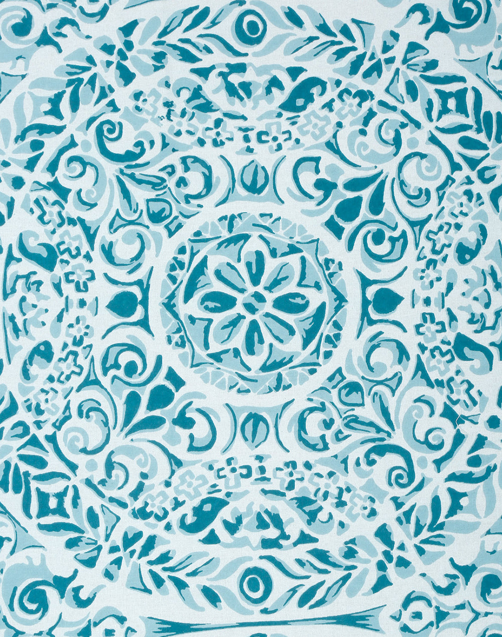 Queen Size - Blue Mandala Print Cotton Bedsheet Set with 2 Pillow Covers