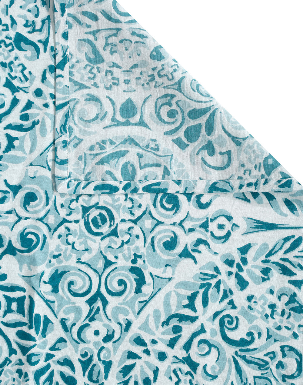 Queen Size - Blue Mandala Print Cotton Bedsheet Set with 2 Pillow Covers