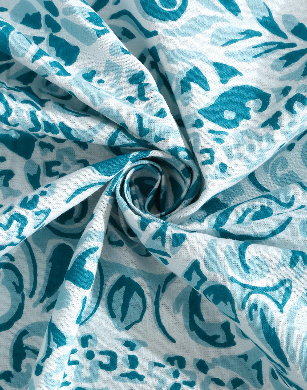 Queen Size - Blue Mandala Print Cotton Bedsheet Set with 2 Pillow Covers