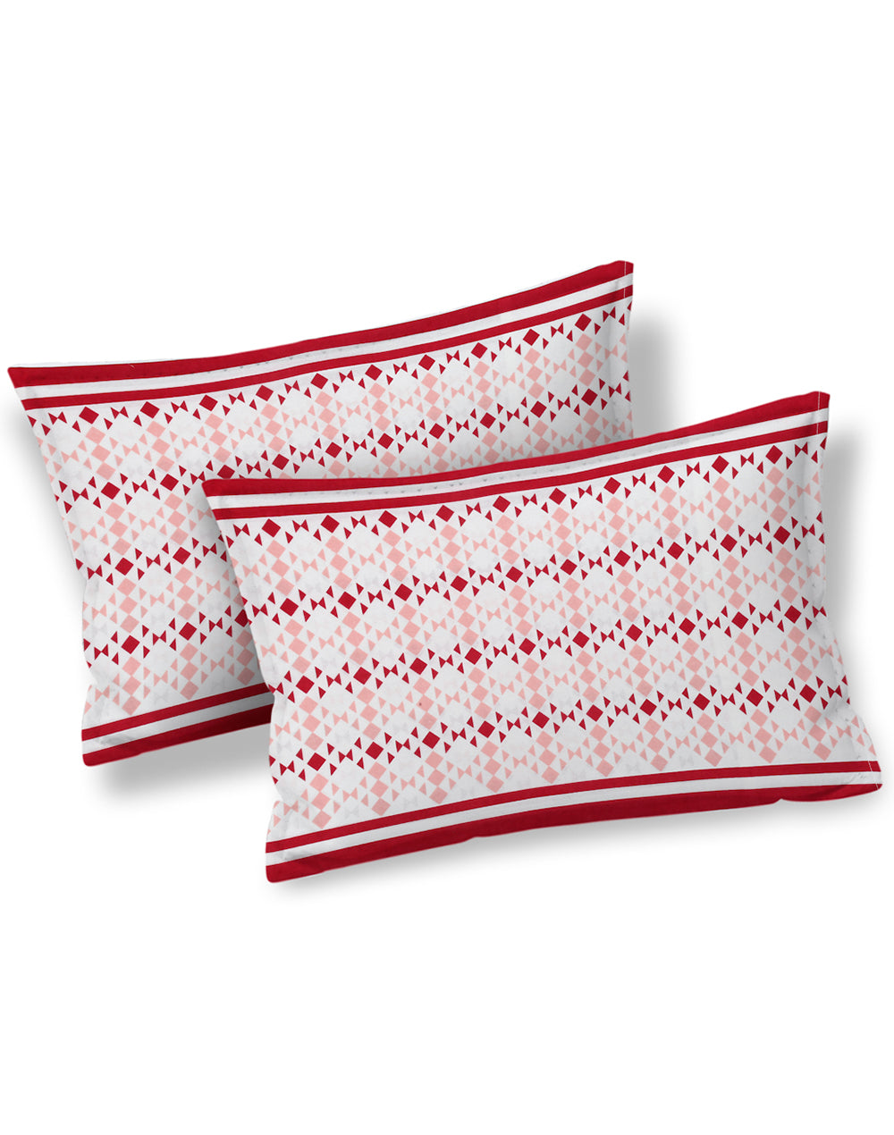Queen Size - Red Mandala Print Cotton Bedsheet Set with 2 Pillow Covers