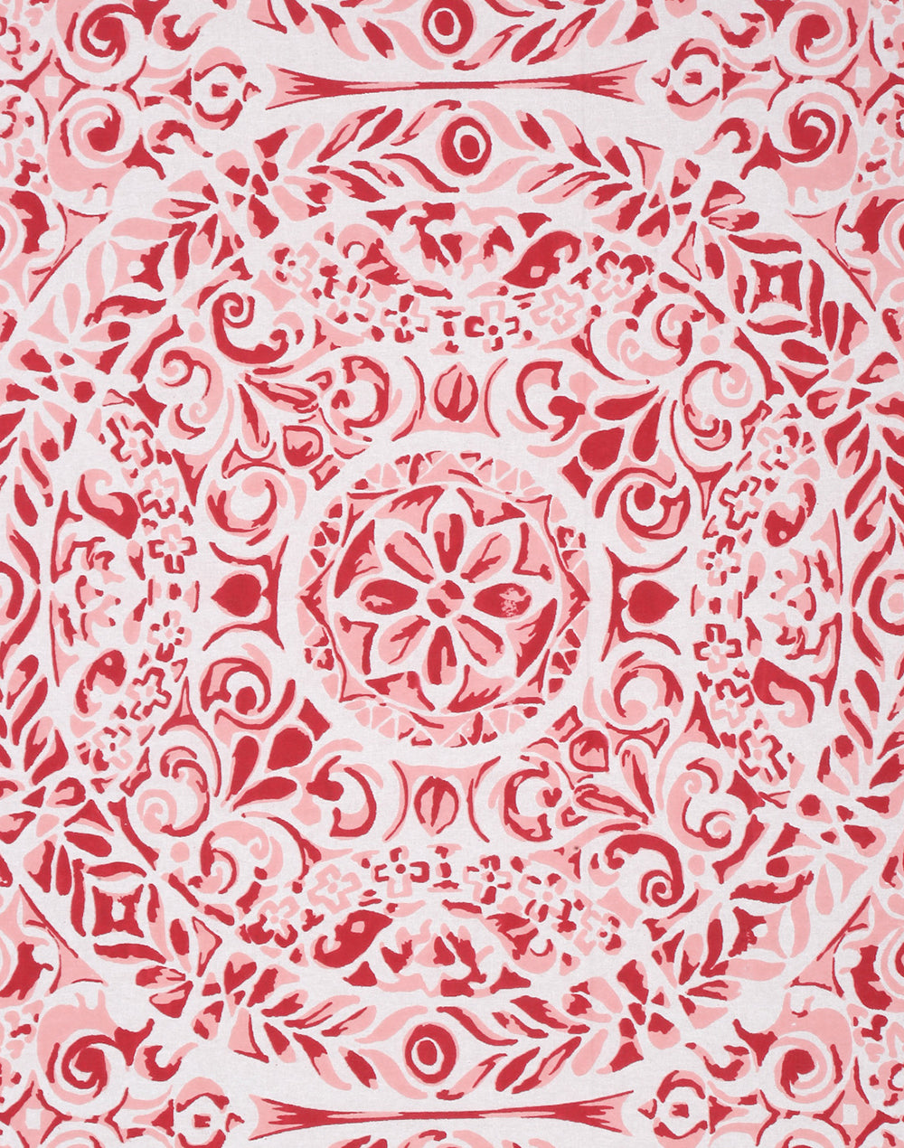 Queen Size - Red Mandala Print Cotton Bedsheet Set with 2 Pillow Covers