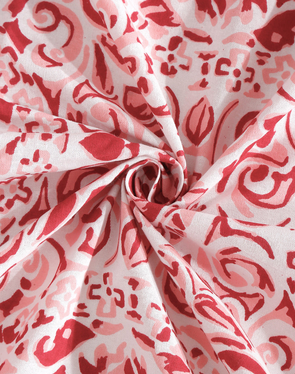 Queen Size - Red Mandala Print Cotton Bedsheet Set with 2 Pillow Covers