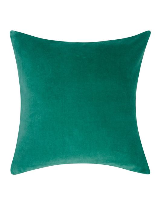 Set Of 2 - Green Solid Velvet Cushion Cover 16"X16"