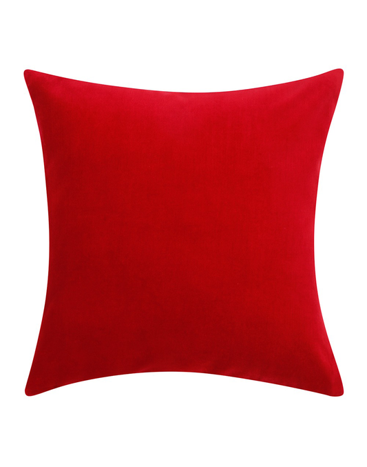 Set Of 2 - Red Solid Velvet Cushion Cover 16"X16"