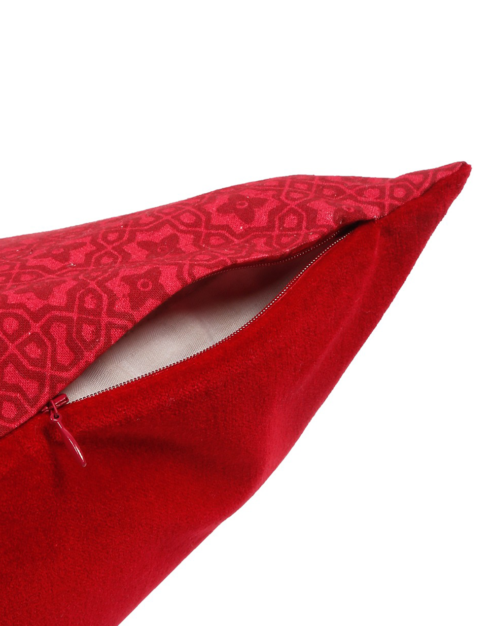 Set Of 2 - Red Solid Velvet Cushion Cover 16"X16"