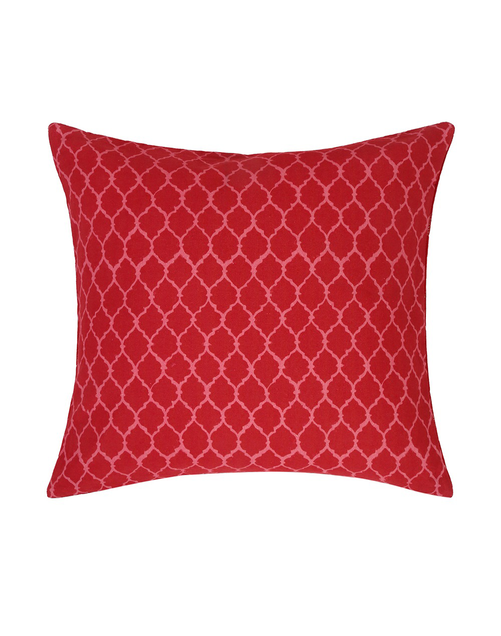 Set Of 2 - Red Quilted Velvet Cushion Cover 16"X16"