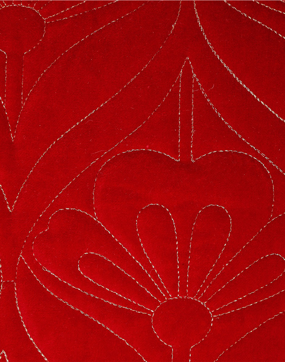 Set Of 2 - Red Quilted Velvet Cushion Cover 16"X16"