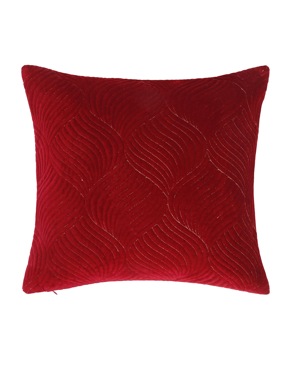 Set Of 2 - Maroon Ogee Quilted Velvet Cushion Cover 16"X16"