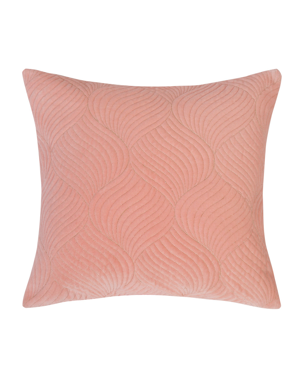 Set Of 2 - Pink Ogee Quilted Velvet Cushion Cover 16"X16"