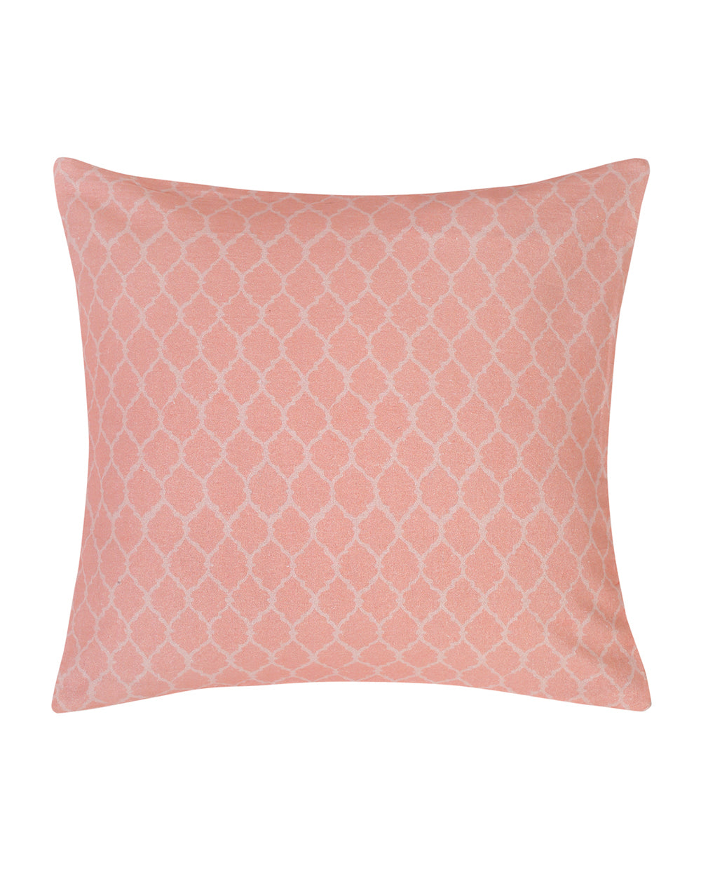 Set Of 2 - Pink Ogee Quilted Velvet Cushion Cover 16"X16"