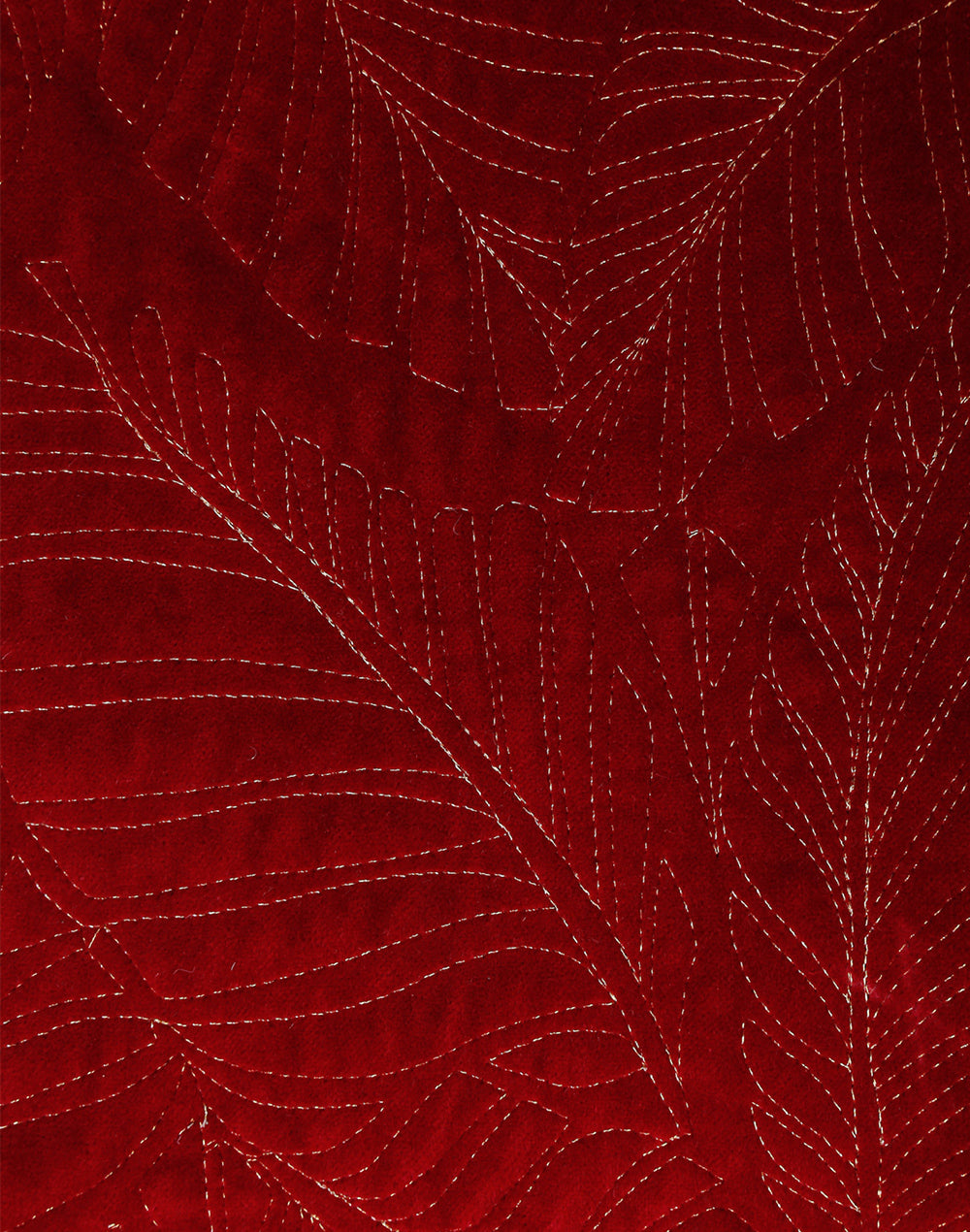 Set Of 2 - Maroon Tropical Quilted Velvet Cushion Cover 16"X16"