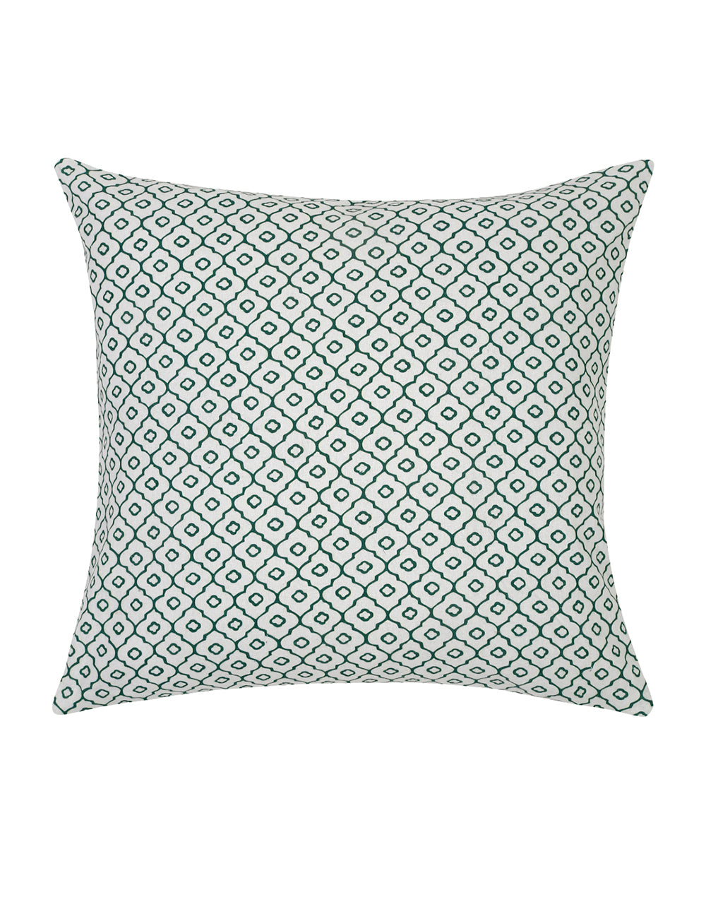 Set Of 2 - Green Floral Embroidered Cushion Cover - 16"X 16"