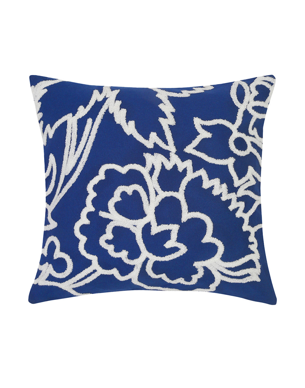 Set Of 2 - Blue Tufted Floral 100% Cotton Cushion Cover