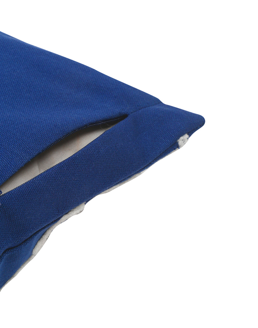 Set Of 2 - Blue Tufted Floral 100% Cotton Cushion Cover