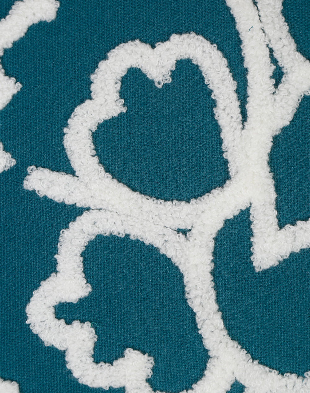 Set Of 2 - Teal Tufted Floral 100% Cotton Cushion Cover