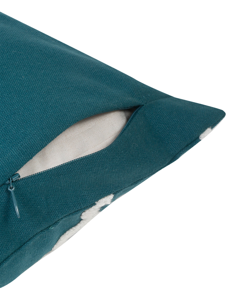 Set Of 2 - Teal Tufted Floral 100% Cotton Cushion Cover