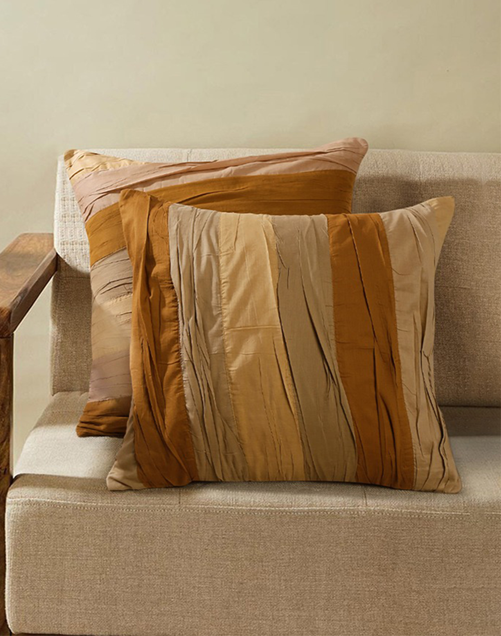 Set Of 2 - Decorative Cotton Covers With Embroidery - 16'X 16"