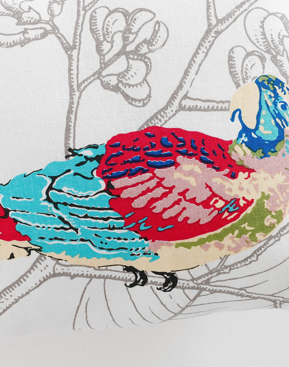 Set Of 2 - Lumbard Parrot Cotton Cushion Cover-14"X18"