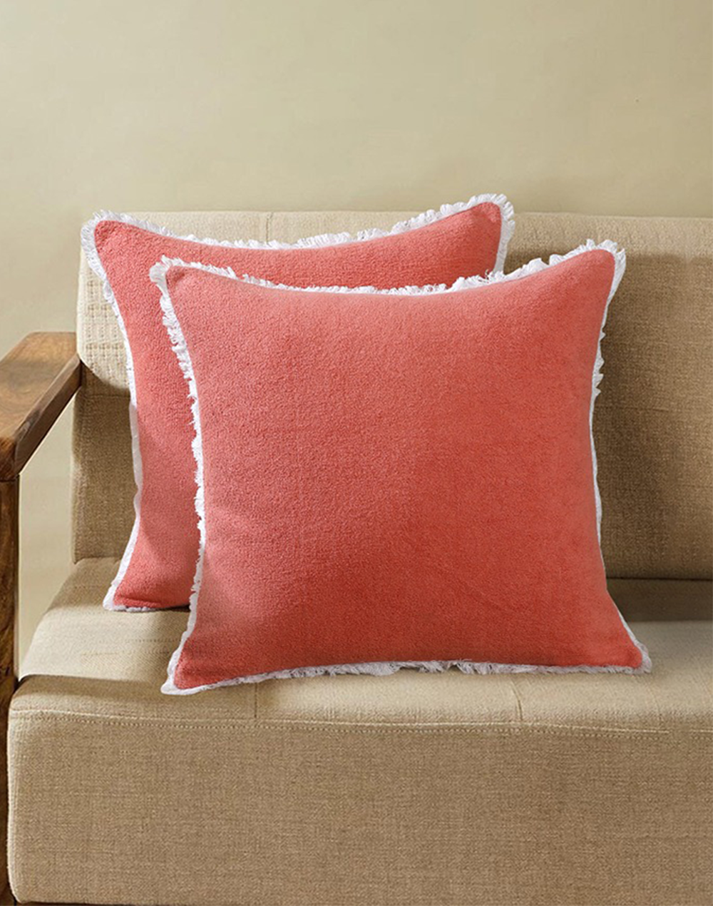 Set Of 2 - Pink Terry Cushion Cover - 18"X18"