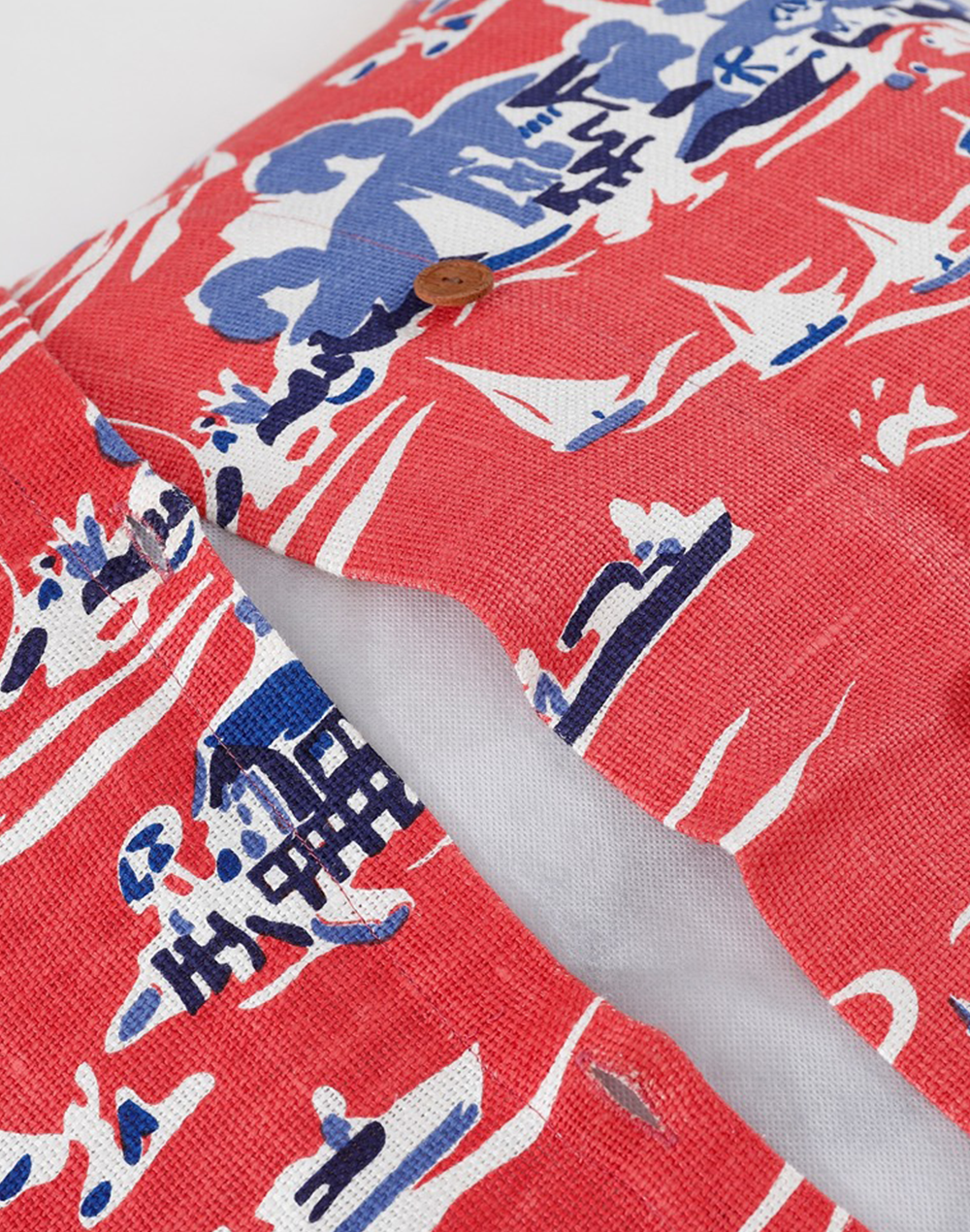 Set Of 2 - Red Island Linen Cushion Cover - 26"X 26"