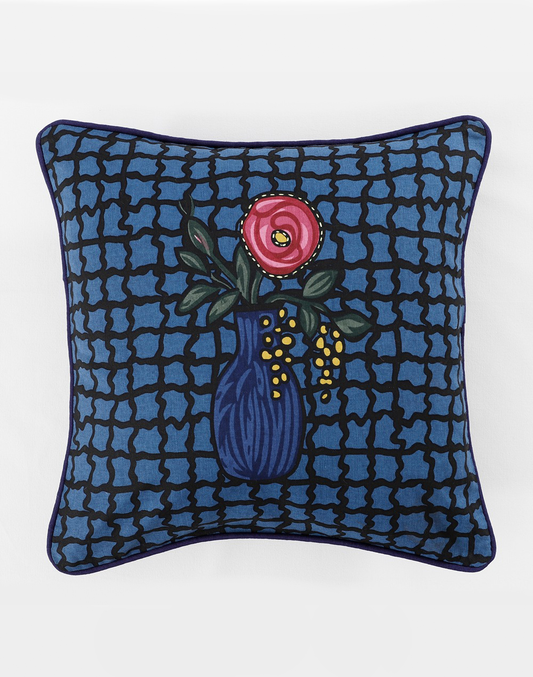 Set of 2 - Blue Artsy Cushion Cover - 16"x 16"