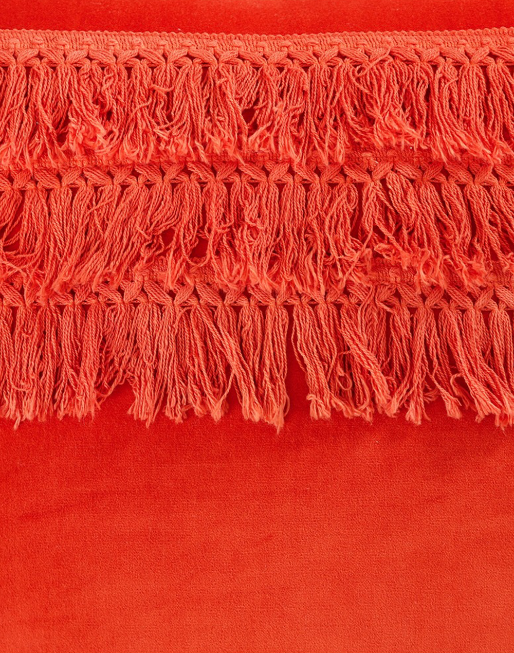 Set Of 2 - Orange Fringe Cushion Cover - 18"X18"