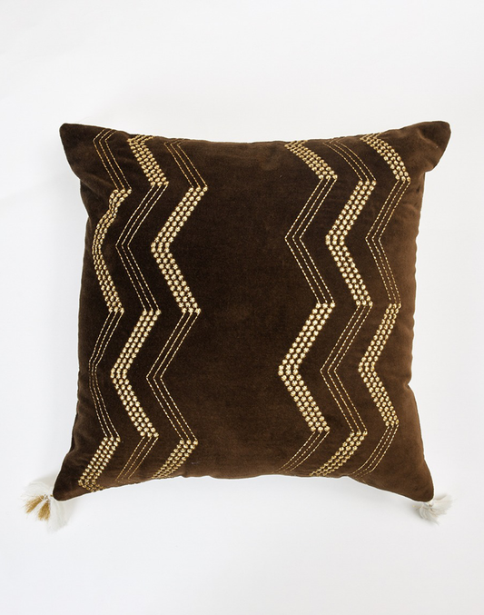 Set Of 2 - Zig Zag Embroidered Decorative Cushion Cover