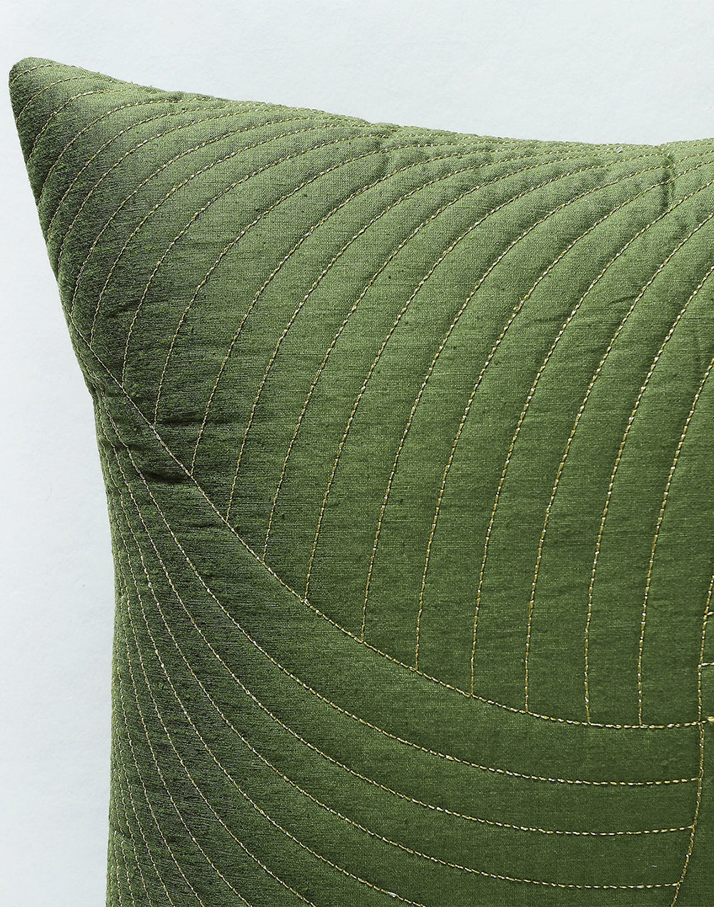Set of 2 - Green Quilted Decorative Sofa Cushion Cover - 16"x16"