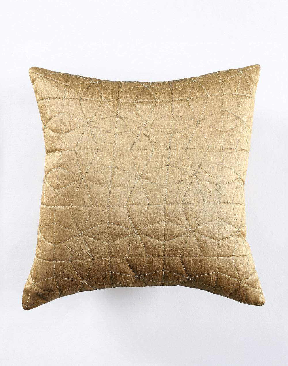 Set of 2 - Golden Quilted Decorative Sofa Cushion Cover -16"x16"