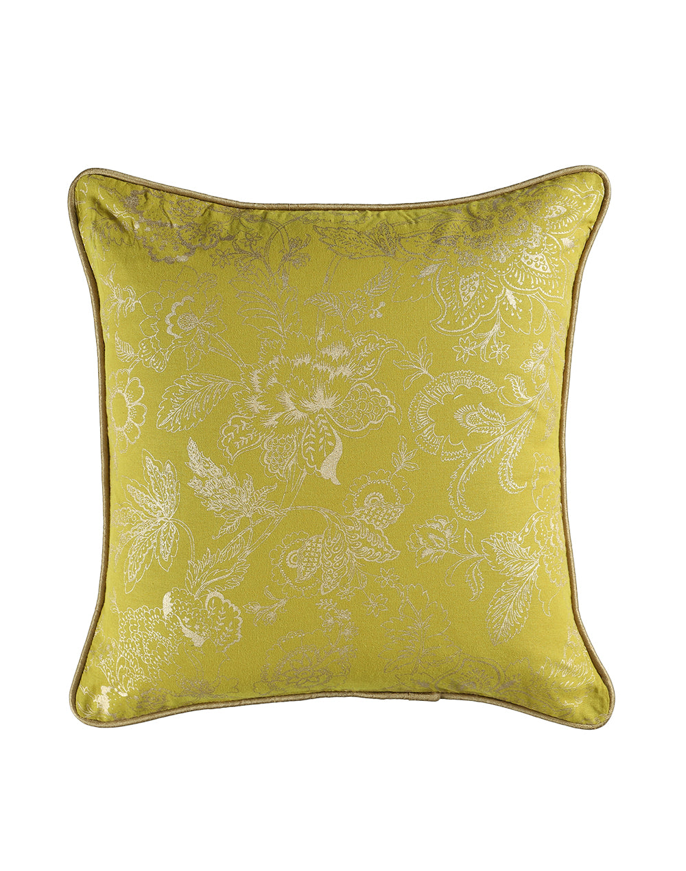 Set of 2 - Flora Gold Print Cotton Cushion Cover - 16"x 16"