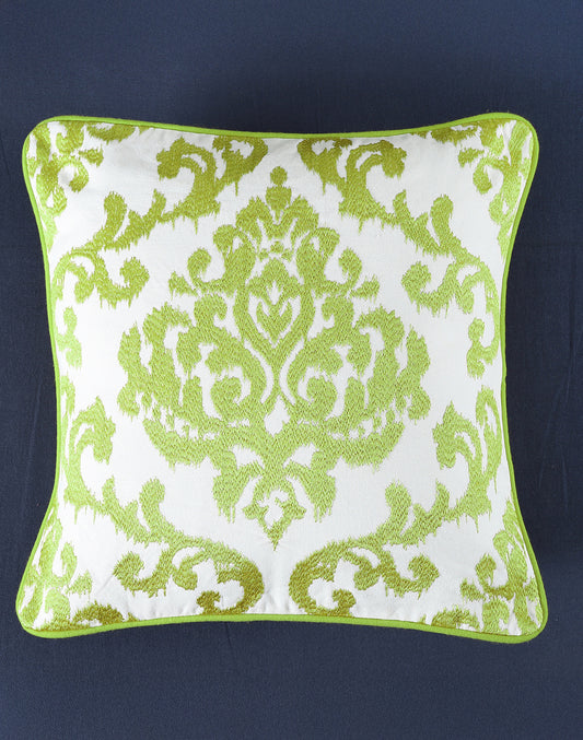 Set of 2 - Green Ikat Embroidery Decorative Cushion Cover - 16"x16"