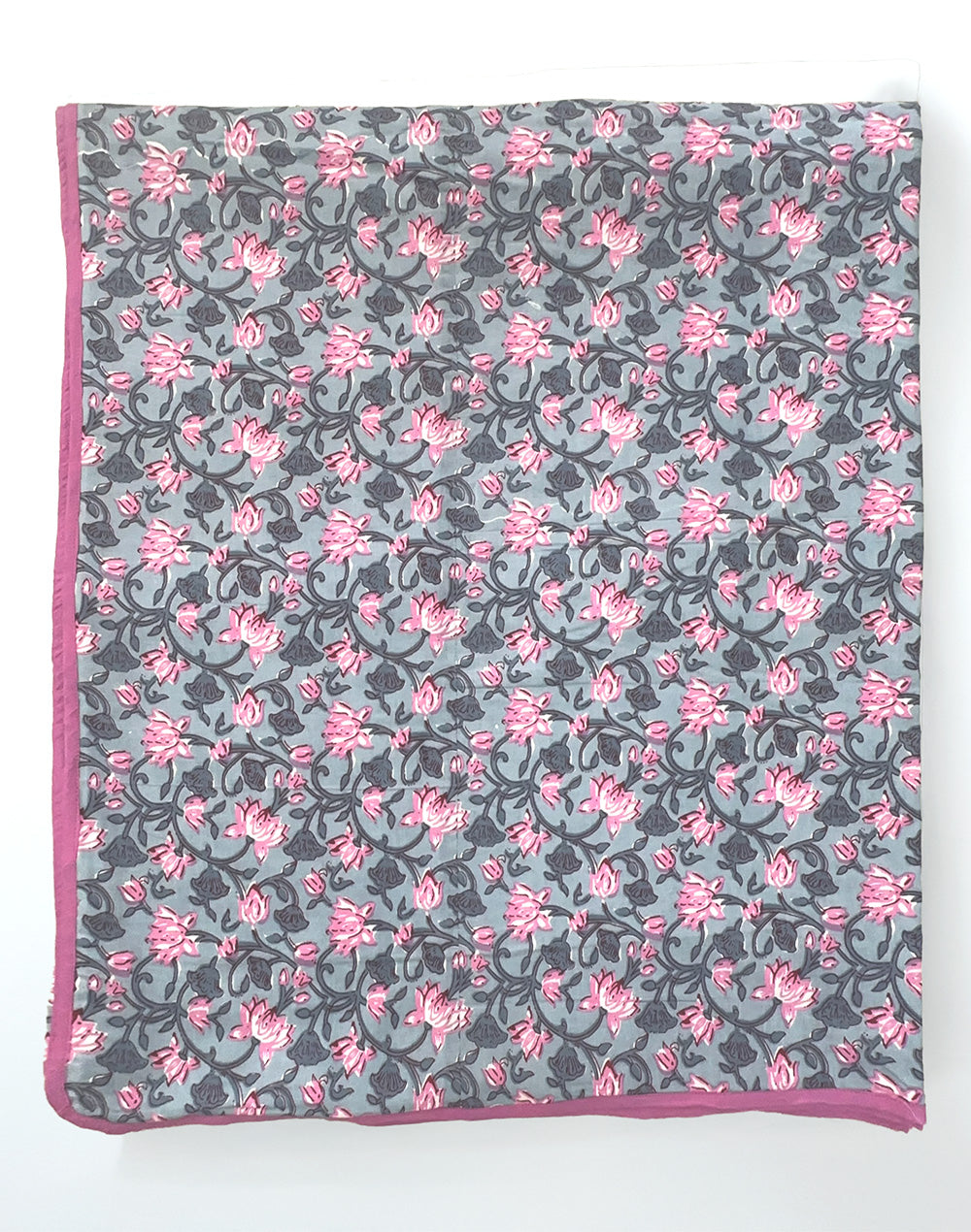 Blossom Blinge Grey Pink Cotton Dohar Single Piece