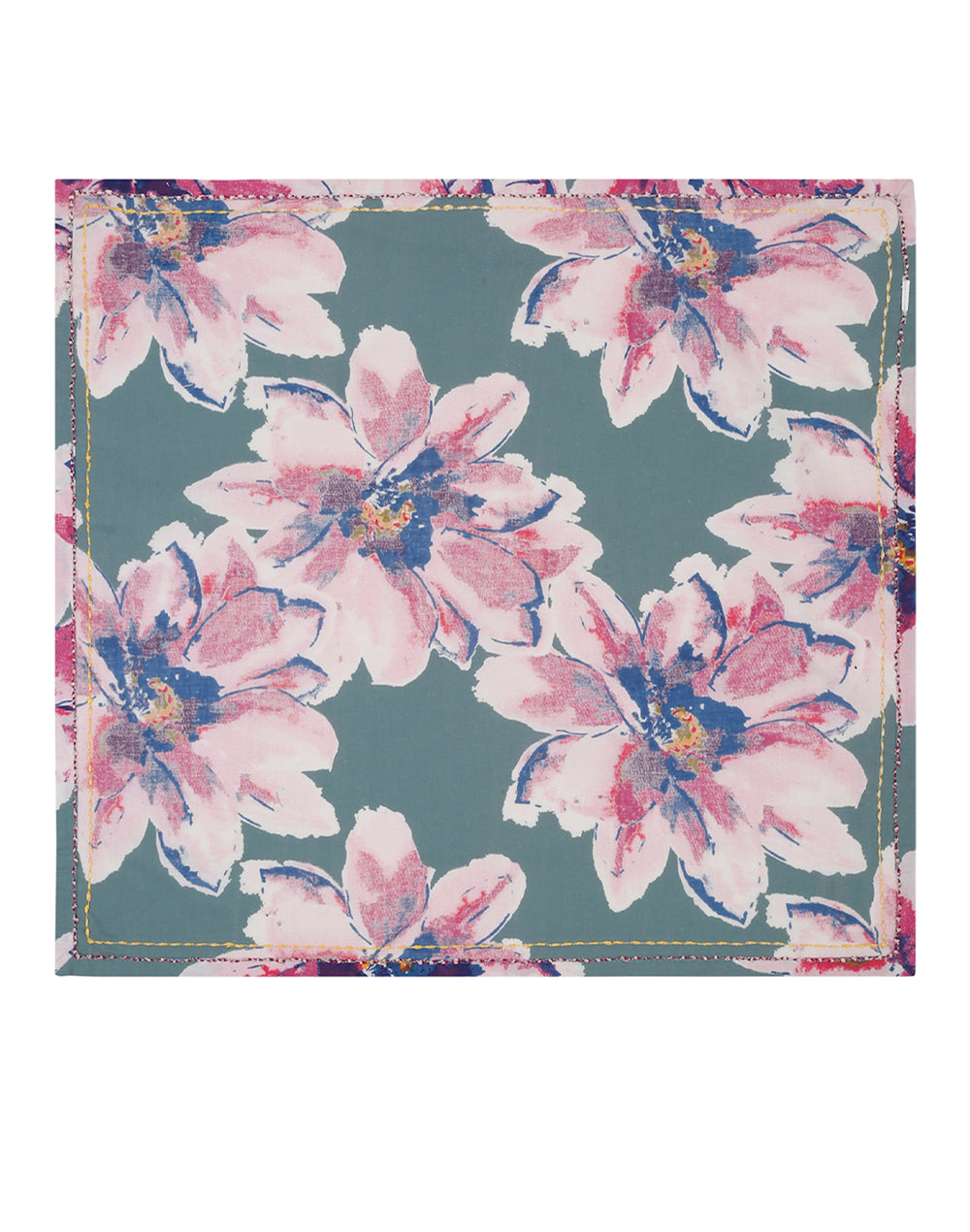 Set Of 4 - 20" Bold Floral Printed Cotton Dining Napkin