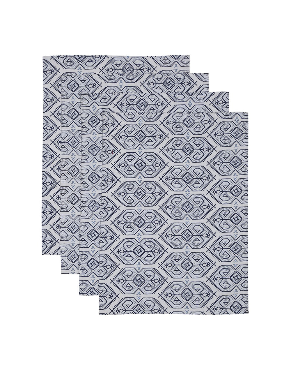 Set Of 4- Blue Cotton Printed Table Mat