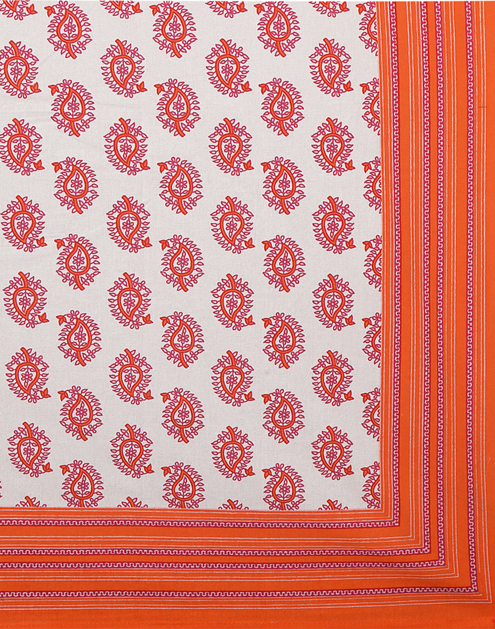 Orange Cotton 6 Seater Table Cover