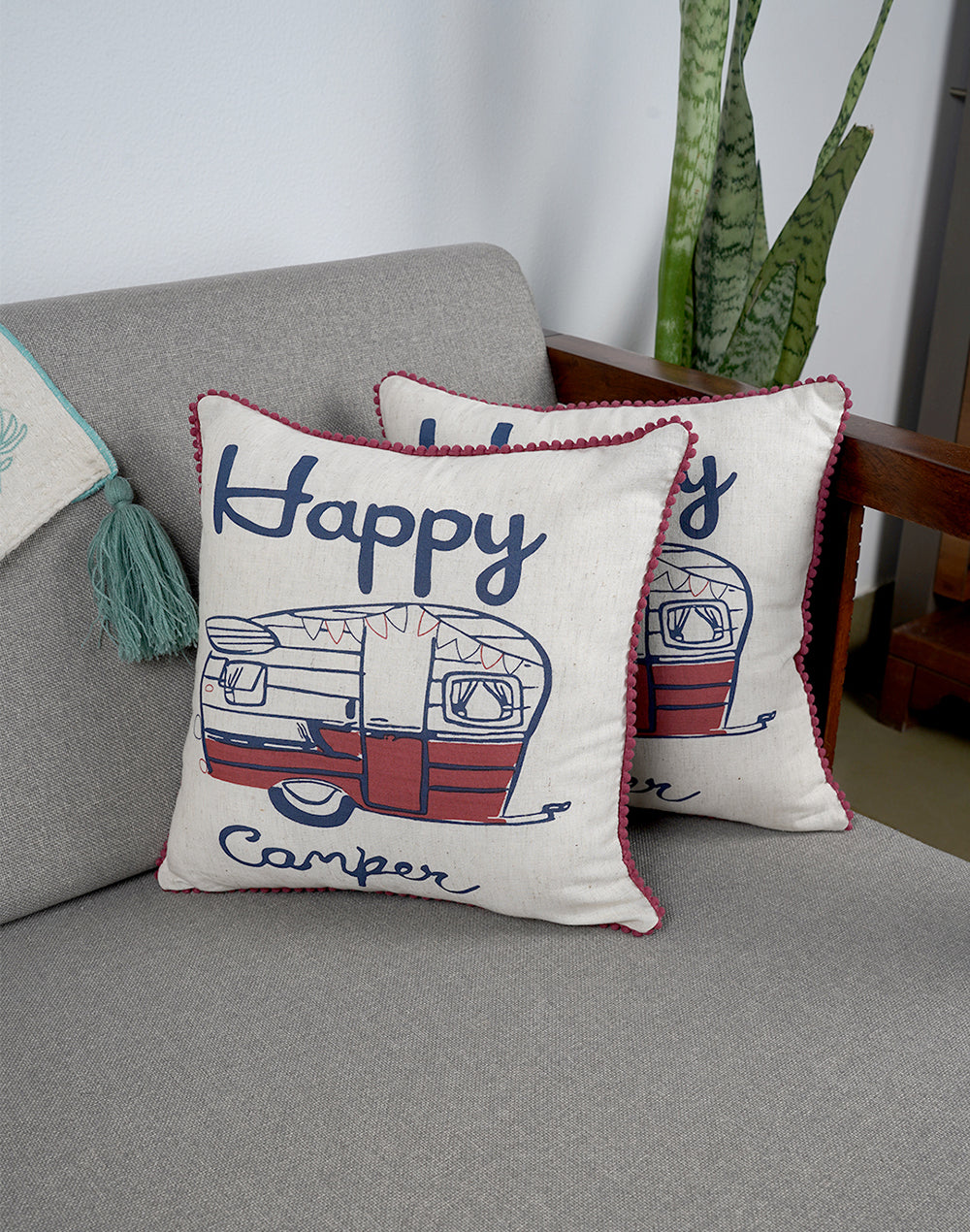 Set Of 2 - Cotton Cream Cushion Cover - 12"X12"