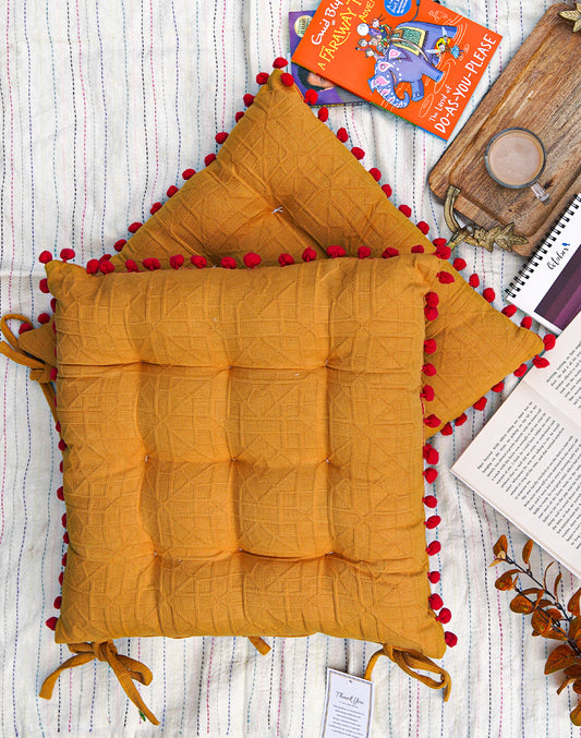 Yellow Textured Chairpad/ Floor Cushion
