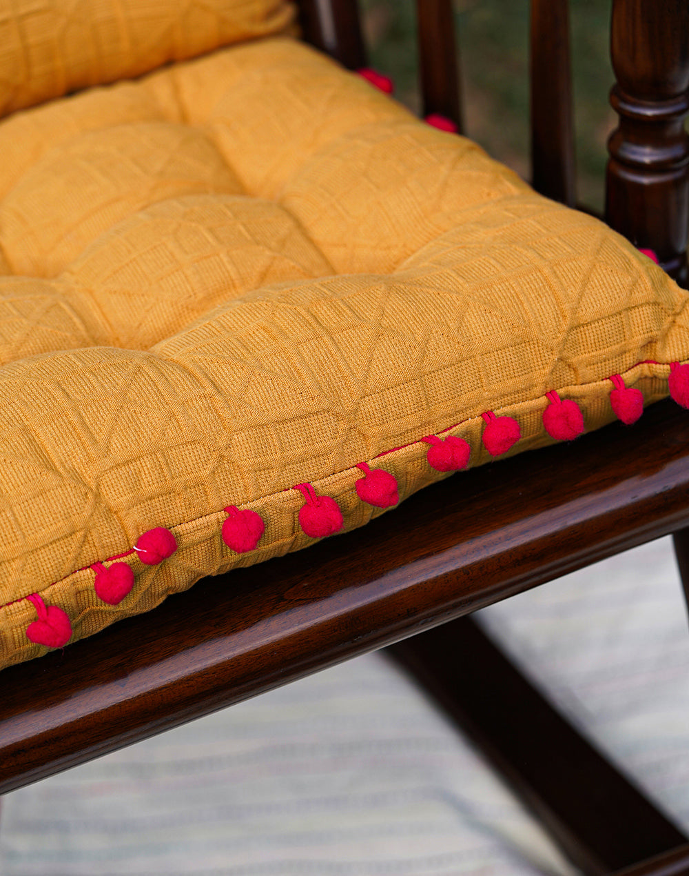 Yellow Textured Chairpad/ Floor Cushion